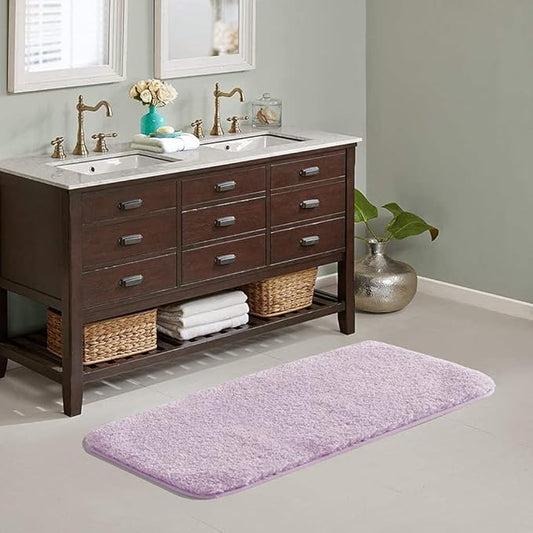 Suchtale Large Extra Soft and Absorbent Shaggy Bath Mat (24 x 60, Lavender) Machine Washable Microfiber Non Slip Bath Mat for Bathroom Floor