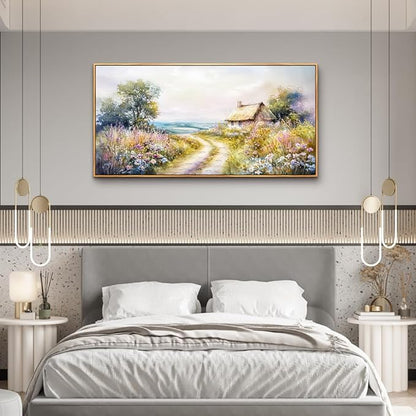 ZUITINGHUA Wood Framed Canvas Wall Art For Living Room Wall Decor For Bedroom Office Wall Decoration Country Road Landscape Paintings Farmhouse Pictures Artwork Room Aesthetic Home Decor 20x40 In