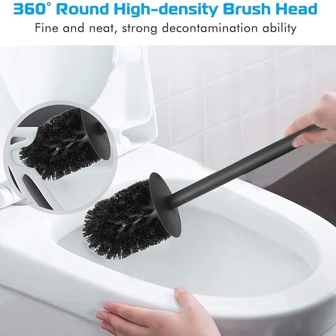 BGL Stainless Steel 304 Black Toilet Bowl Brush and Holder Set Cleaning Tool Holder with Toilet Brush