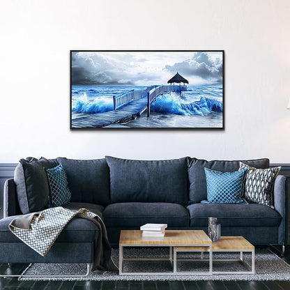 ZUITINGHUA Black Framed Canvas Wall Art For Living Room Wall Decor For Bedroom Office Wall Decoration Ocean Landscape Paintings Black And White Pictures Artwork Room Aesthetic Home Decor 20x40 In