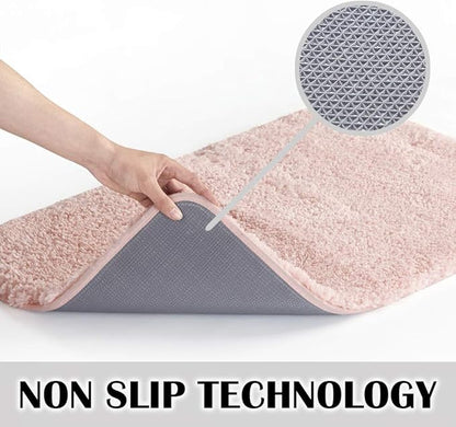 Suchtale Large Soft Bath Mat - Extra Absorbent Shaggy Microfiber Mat (24 x 40, Dusty Pink) - Machine Washable, Non Slip, Rubber Back