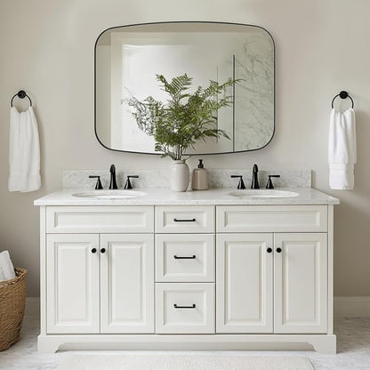 ANDY STAR Black Oblong Mirror, 36x48 Inch Black Oval Mirror for Bathroom with Stainless Steel Metal Frame, Wall Mouned for Bathroom, Living Room, Entryway