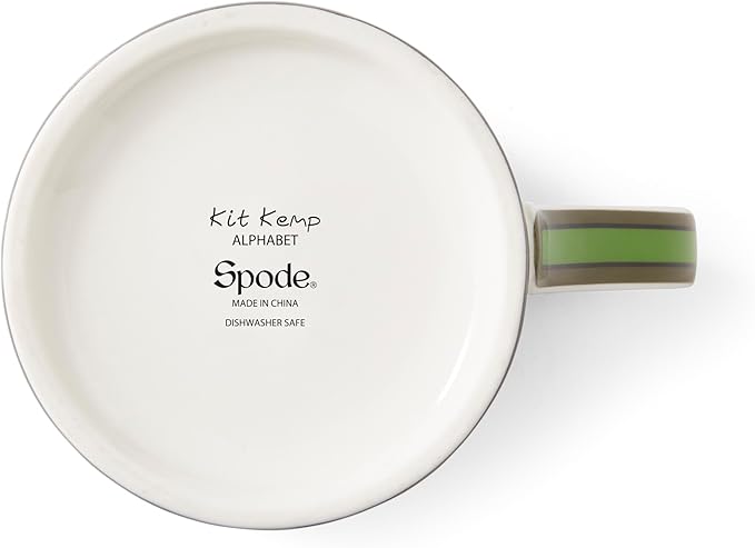 Spode Kit Kemp Alphabet Mug - Letter J Monogram in Fine China, 12oz Ceramic Coffee Cup for Hot Drinks, Personalized Drinkware for Unique Gifts, Dishwasher Safe Tea or Coffee Mug - Gift Box Included