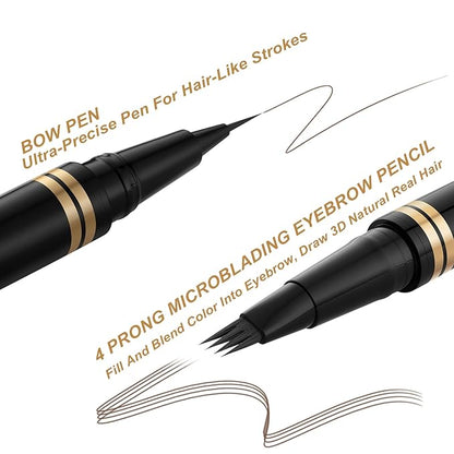 Eyebrow Pen Makeup Kit, with 4 Tip Waterproof Microblading Eyebrow Pencil, Eyeliner, Eyebrow Pomade and Dual-ended Eyebrow Brush, Brow Pencil Eyebrow Kit for Natural Looking - Dark Brown