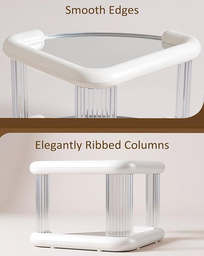 Corner Bathroom Counter Organizer, Perfume Skincare Organizers and Storage Countertop, Makeup Shelf for Vanity Dresser, Tiered Counter Top Skin Care Holder, 2 Tier, White