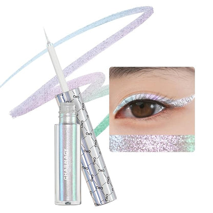 CHARMACY Chameleon Liquid Glitter Eyeliner - Highly Pigmented, Metallic MultiColor Shifting, Waterproof, Ultra-Fine Tip, Longwearing, Smudge-proof (#303)