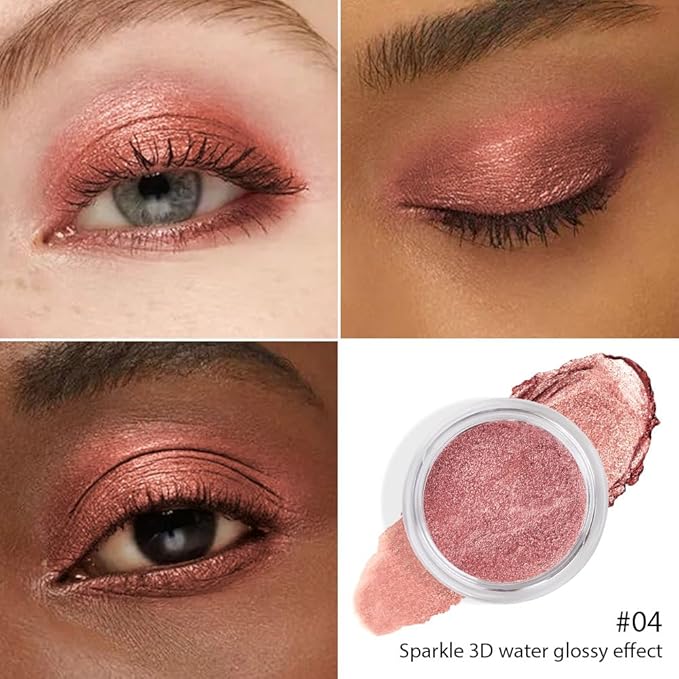 Cream Glitter Brownish Red Shimmer Metallic Eyeshadow Palette Makeup, Natural Single Mini Instant Holographic Eyeshadow For Older Women, Sombras Crema Para Ojos, Talc, Paraben & Cruelty Free