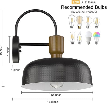 Outdoor Barn Light Gooseneck Barn Light, Farmhouse Exterior Wall Mount Light Vintage Wall Lighting Fixture Industrial Sconce Lantern for Porch, Entryway, Garage, Black, 2 Pack