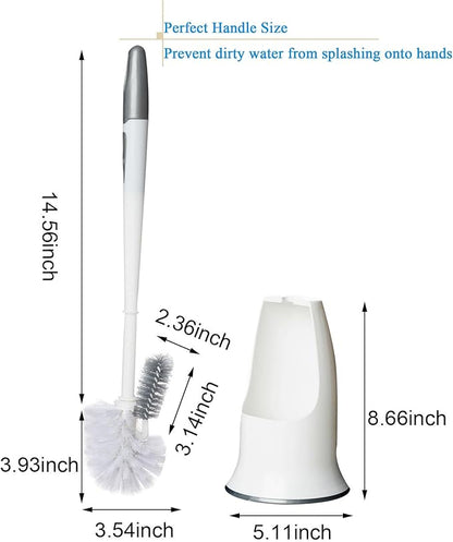 2 Pack Toilet Bowl Brush with Holder for Bathroom, Under-Rim Double Brush Head, Long Handle Household Cleaning Brushes Set (2 Pack Grey Brush with Holder)
