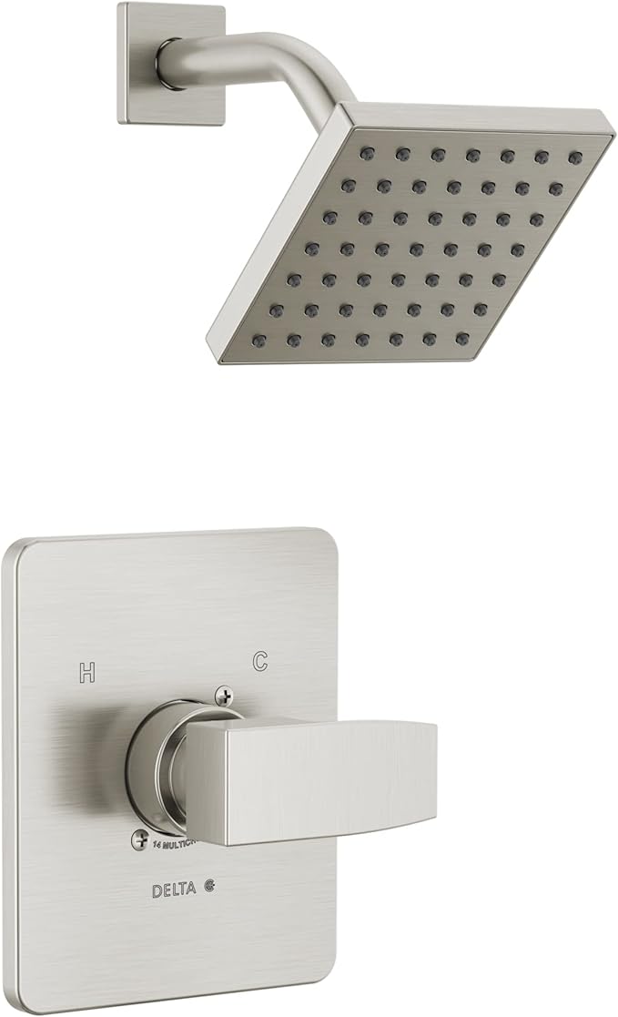 Delta Modern 14 Series Shower Faucet Set, Brushed Nickel Shower Head and Handle Set, Valve Trim Kit, Stainless T14267-SS-PP (Valve Not Included)