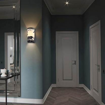 Wall Sconce Light,Bear Metal Cream Parchment Rustic Wall Sconces,Farmhouse E26 Base Black Matte Hallway Sconces Wall Lighting,Vintage Wall Mount Lamp,Wall Lights for Living Room,Bedroom,Porch