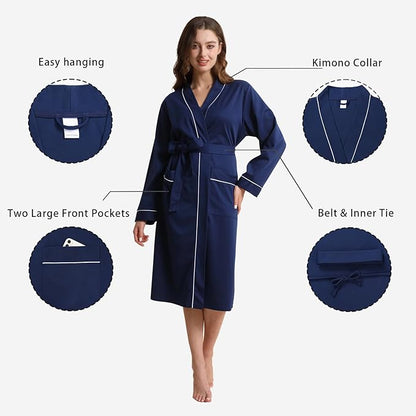 Womens Kimono Robe Lightweight Soft Bathrobe Sleepwear Loungewear with Pockets