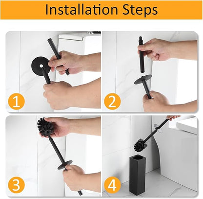 BGL Toilet Brush and Holder Set 2 Packs Aluminium Free Standing, Bathroom Storage and Organization Toilet Bowl Cleaner Brush and Holder, Square Design Sturdy and Space Saving