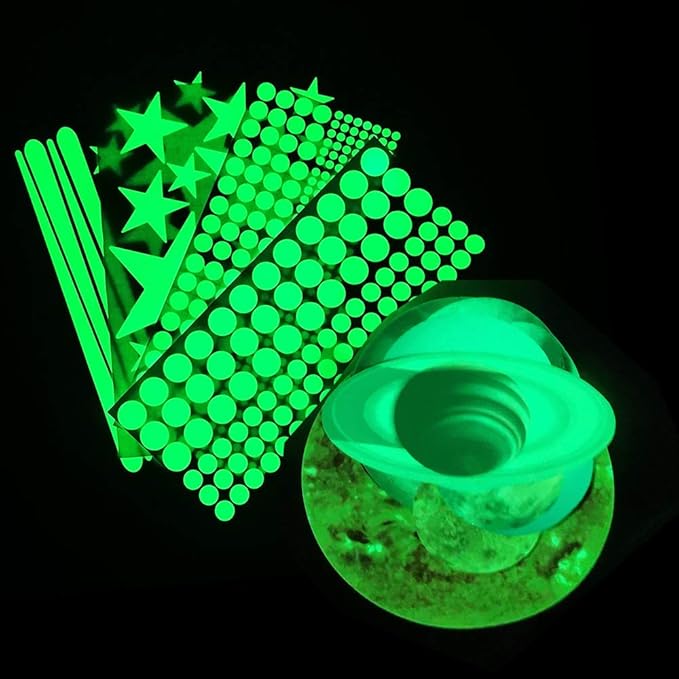 Quanhaigou Glow in The Dark Stars and Planets, Bright Solar System Wall Stickers -Glowing Ceiling Decals for Kids Room,Shining Space Decoration