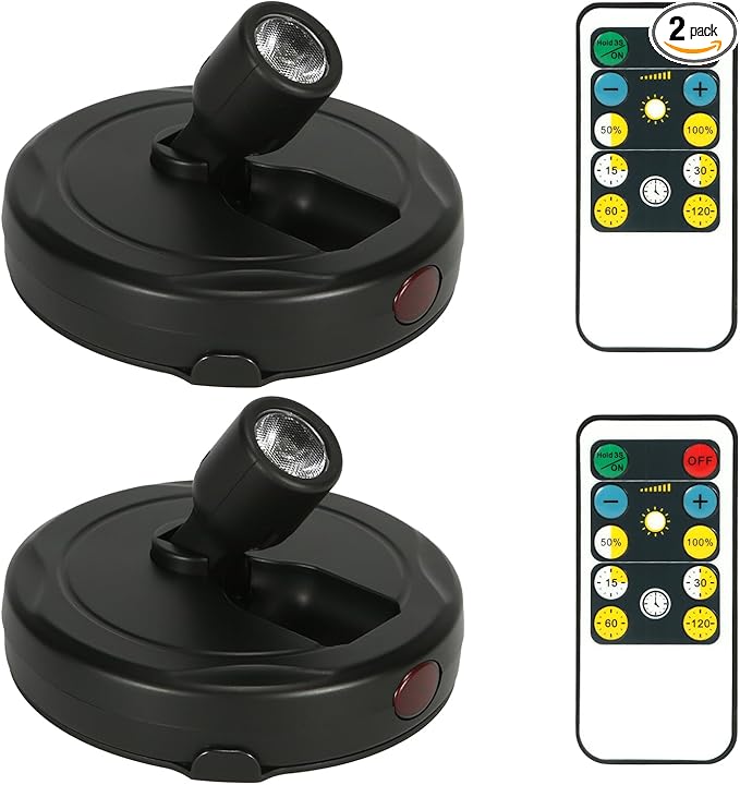 Cordless Spotlight Battery Operated, Indoor Plant Light, LED Display Puck Lights, Dimmable Accent Lighting with Remote, Uplight for Picture Tree Painting Gallery Dartboard Art Photo