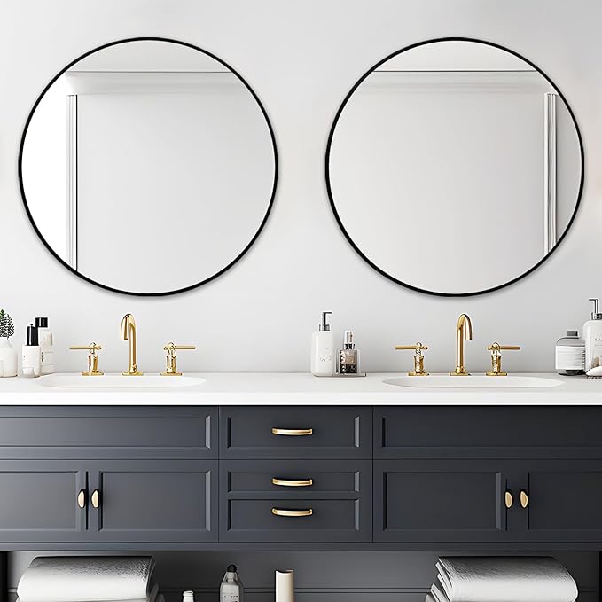 Fabuday Large Black Circle Mirror 36 Inch - Big Wall Round Mirror for Bathroom, Living Room, Bedroom, Hallyway, Matte Frame Metal Mirrors
