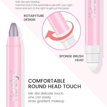 evpct 2Pcs Cream Eye Shadow Brightener Sticks Set for Eyes Waterproof, Taupe Smoky Amethyst Shimmer Cream Eyeshadow Applicator Stick Long Lasting Pigmented Eye Makeup sombras en crema para ojos 19+24