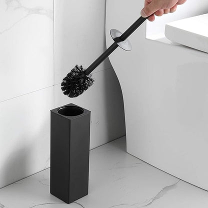 BGL Toilet Brush and Holder Set, Matte Black Freestanding for Bathroom Storage and Organization, Square Design Sturdy and Space Saving