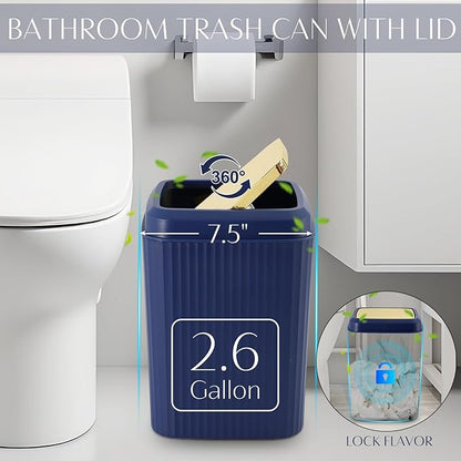 32PCS Bathroom Set Bathroom Sets with Shower Curtain and Rugs Navy Blue Bathroom Accessories,Shower Curtain Set,Bathroom Rug Set with Bathroom Trash Can