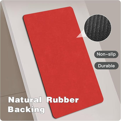 Christmas Bath Mat, Red Bathroom Rugs Non Slip Washable Thin Absorbent Bath Mat Fits Under Door Bathroom Floor Mat Perfect for Bath, Shower, or Sink 20"x30" Red