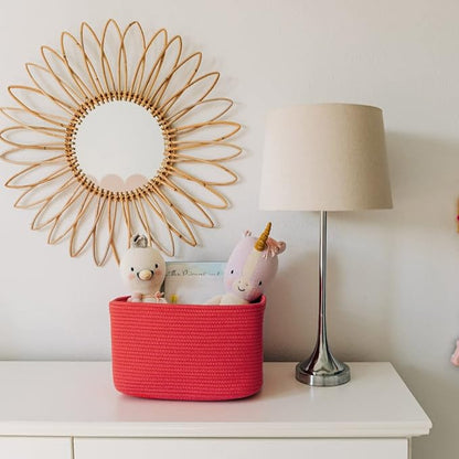 OrganiHaus Woven Storage Baskets for Organizing, Cotton Rope Organizer Bins for Shelves, Closet & Nursery, Dog Toy Basket, Decorative Bins for Toys, Towels & Books - 15x10x9, Red