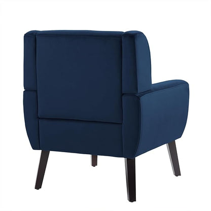 UIXE Velvet Accent Chairs Set of 2, Modern Arm Chair Mid-Century Living Room Armchair, Comfy Upholstered Button Tufted Reading Seat Bedroom Side Sitting, Royal Blue