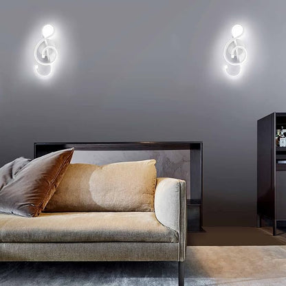 XEYOU 22W Modern Wall Sconce Lighting Indoor LED Creative Wall Light Fixture Music Symbol Art Decoration Wall Lamp for Living Room Bedroom Stair Corridor, White 6000K