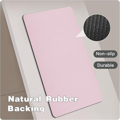 Bath Mat, Bathroom Rugs Non Slip Washable Thin Absorbent Quick Dry Bath Mat Fits Under Door Bathroom Floor Mat Perfect for Bath, Shower, or Sink 20"x48" Pink