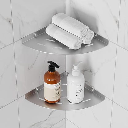 2 Pack Corner Shower Shelves Load Capacity 40 lbs 304 Stainless Steel Shower Corner Shelf Will not Rust 8in Shower Shelf for Inside Shower Brushed Nickel Drilling Installation