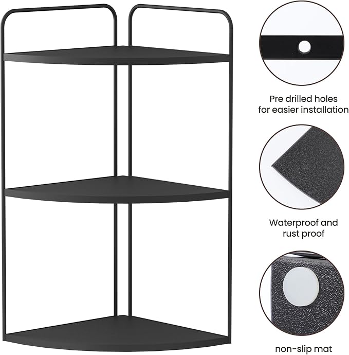 Bathroom Counter Organizer,Countertop Organizer,Vanity Organizers,Bathroom Storage,Bathroom Sink Organizers,Counter Shelf,Corner Counter,Corner Shelves(Black)