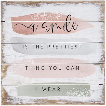 Simply Said, INC Perfect Pallet Petites 8" Rustic Wood Sign - A Smile is the Prettiest Thing You Can Wear - PET22008