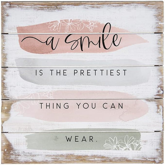 Simply Said, INC Perfect Pallet Petites 8" Rustic Wood Sign - A Smile is the Prettiest Thing You Can Wear - PET22008