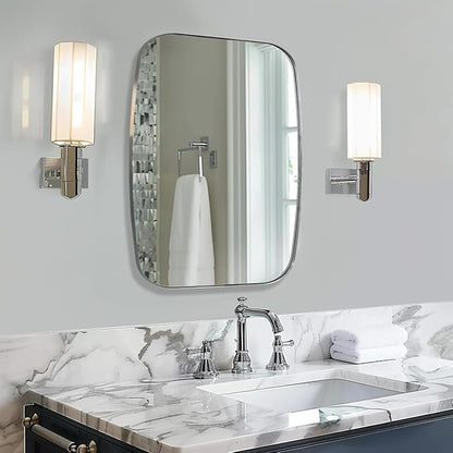 ANDY STAR Chrome Bathroom Mirror, 28x36 Inch Stainless Steel Metal Frame Oblong Bathroom Mirror for Vanity, 1’’ Deep Wall Mounted Vertically/Horizontal