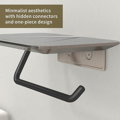 Toilet Paper Holder with Shelf, Stainless Steel Tissue Roll Holder Rust-Proof Brushed Nickel Finish, Adhesive or Wall-Mount with Screws for Bathroom Washroom