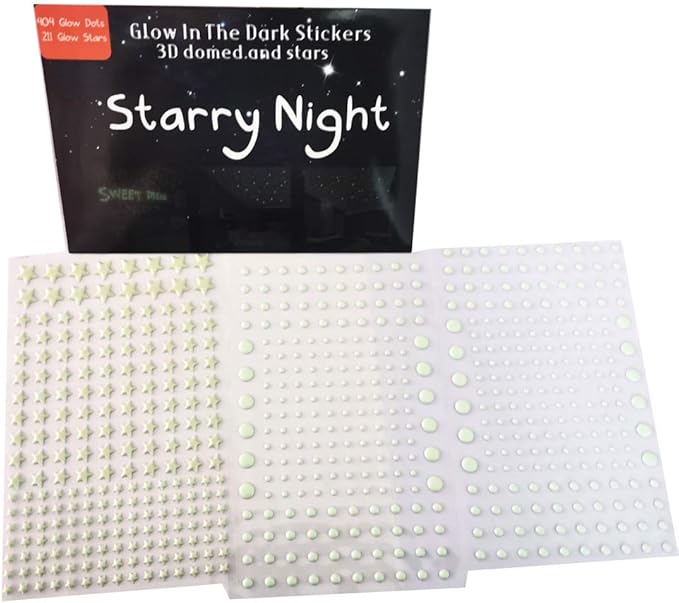 Quanhaigou Realistic 3D Domed Stars Glow in The Dark,615 pcs Dots Stars for Starry Sky, Stickers for Ceiling and Wall Decals, Perfect for Kids Bedding Room Party Birthday Gift(615 pcs)