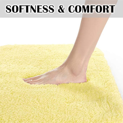 Suchtale Non Slip Bath Mat (20 x 32, Yellow) Water Absorbent Soft Microfiber Shaggy Bathroom Rug Machine Washable Thick Plush Shower Mat