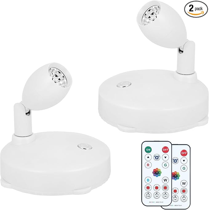 Cordless Spotlight Battery Operated, RGB Indoor Plant Light, Dimmable Accent Uplight with Remote, Color Changing Display Lighting for Picture Tree Photo Dartboard Painting Art