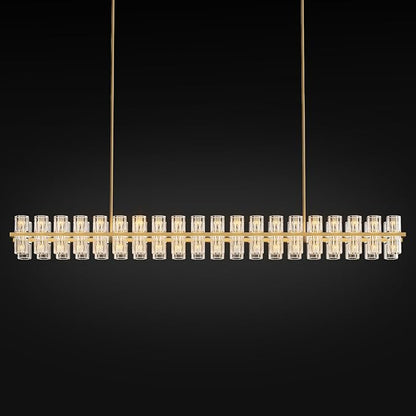Crystal Brass Rectangular Chandelier Light Fixture,72 in Dining Room Chandeliers Over Table,Modern Chandelier For Living Room,Arcachon Chandeliers,Kitchen Island Chandelier,Includes 80xG4 Bulbs