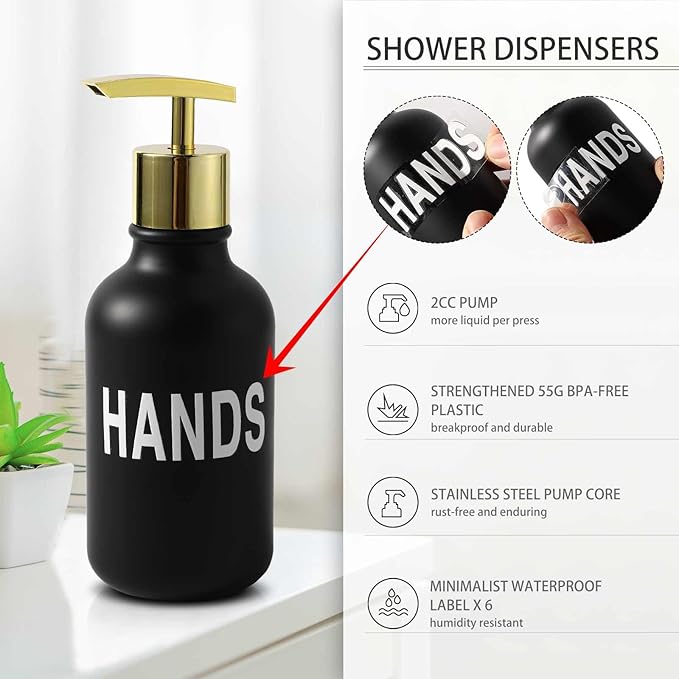 25PCS Black Bathroom Accessories Sets Complete, with Shower Curtain, Rugs, Trash Can and Toilet Brush, Soap Dispenser, Toothbrush Holder and Cup, Soap Dish, Qtip Holder, Bathroom Decor Sets