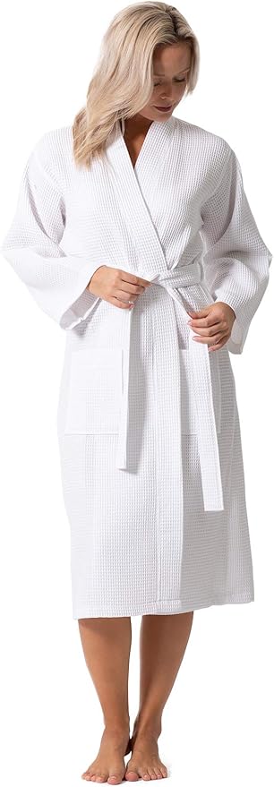 Turkish Linen Waffle Knit Lightweight Kimono Spa & Bath Robes for Women - Quick Dry - Soft