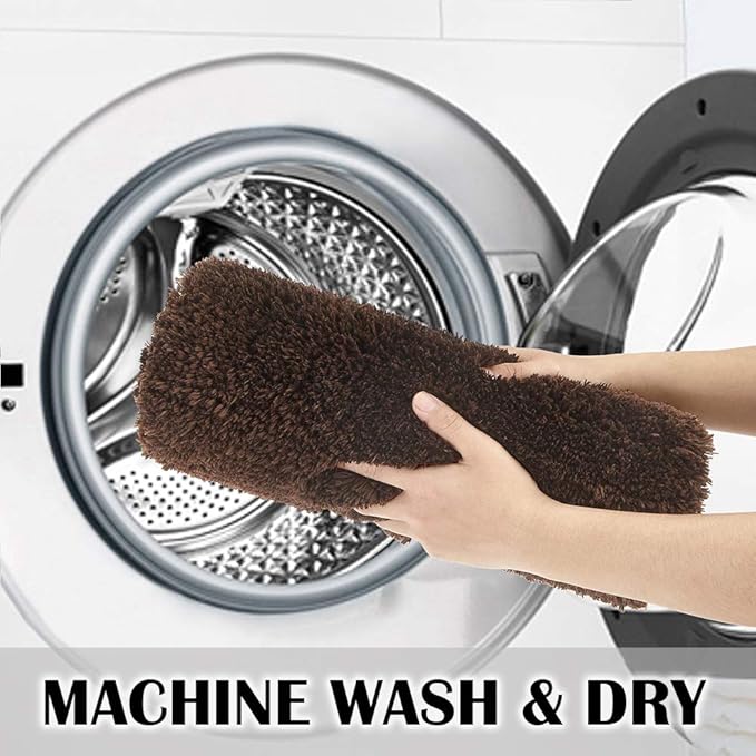 Suchtale Extra Soft and Absorbent Large Bath Mat (24 x 40, Brown) Machine Washable Microfiber Shaggy Non Slip Luxury Bathroom Floor Mats with Rubber Back