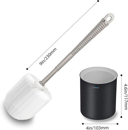 Toilet Brush and Holder Set, Bathroom Cleaner Brush Set with Light Brush Handle, Soft Bristle, Corrosion Resistant Holder, Wall Mounted/Floor Standing