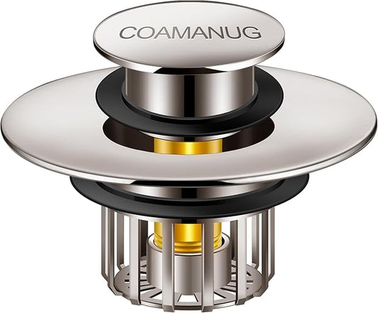 Bathtub Stopper | Pop-up Tub Stopper with Strainer, Shower Drain Hair Catcher | Bathroom Drain Plug | Drain Protector for 1-1/2 to 1-3/4" Bath Drain Hole