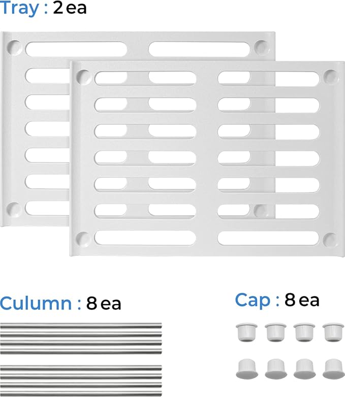 carrotez Kitchen Cabinet Organizer, Cabinet Shelves and Storage, Pantry Storage Shelf Organizer, Kitchen Counter Shelf, Cupboard, Under Sink, Stackable, Expandable, Set of 2, White