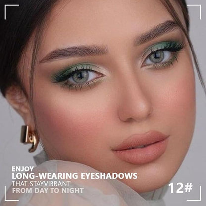 4 Colors Matcha Green Eye Shadow Powder Palette Makeup, Highly Pigmented Waterproof Matte Shimmer Quad Eyeshadow Palette for Women, paleta de sombras de ojos, Blendable, Vegan 12