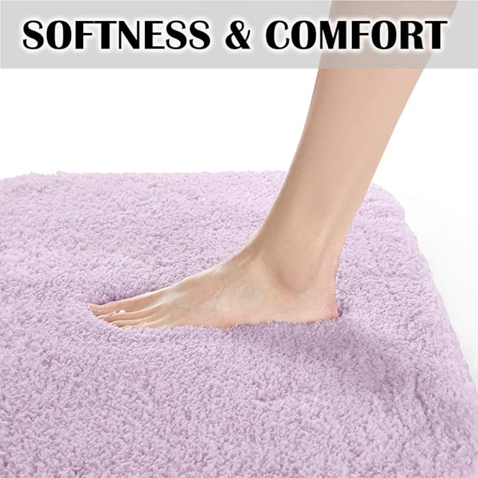 Suchtale Bathroom Contour Rug Non Slip Bath Mat Water Absorbent Soft Microfiber Shaggy Bathroom Mat Machine Washable Bath Rug for Bathroom Thick Plush U Shape Toilet Rug (20 x 24, Lavender)