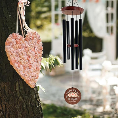ASTARIN Personalized 20th 50th Anniversary Wind Chime, Happy Anniversary Wedding Valentine's Day Gift for Wife Husband Men Women Sister, Golden Anniversary Keepsake Decorations for Parents Couples