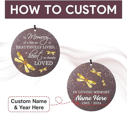 Sympathy Wind Chimes, Personalized Dragonfly Wind Chimes for Loss of Loved One, Commemorative Sympathy Gifts for Funeral, in Memory of Dad/Mom/Husband/Wife (36inch)