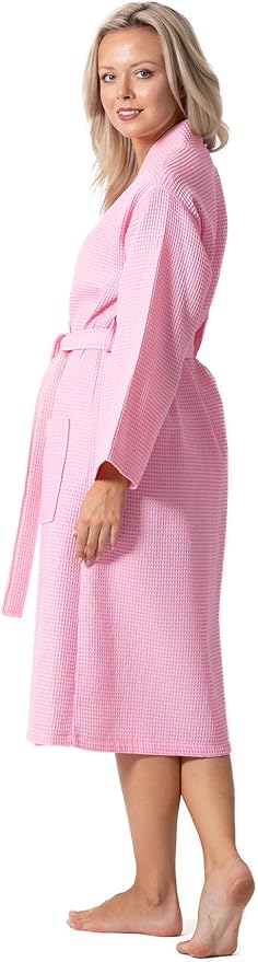 Turkish Linen Waffle Knit Lightweight Kimono Spa & Bath Robes for Women - Quick Dry - Soft