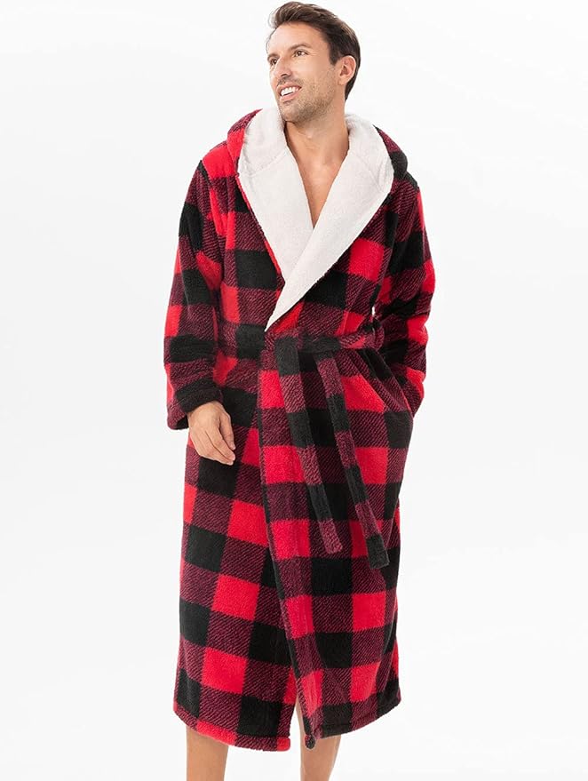 DAVID ARCHY Men's Soft Fleece Plush Robe Full Length Long Bathrobe